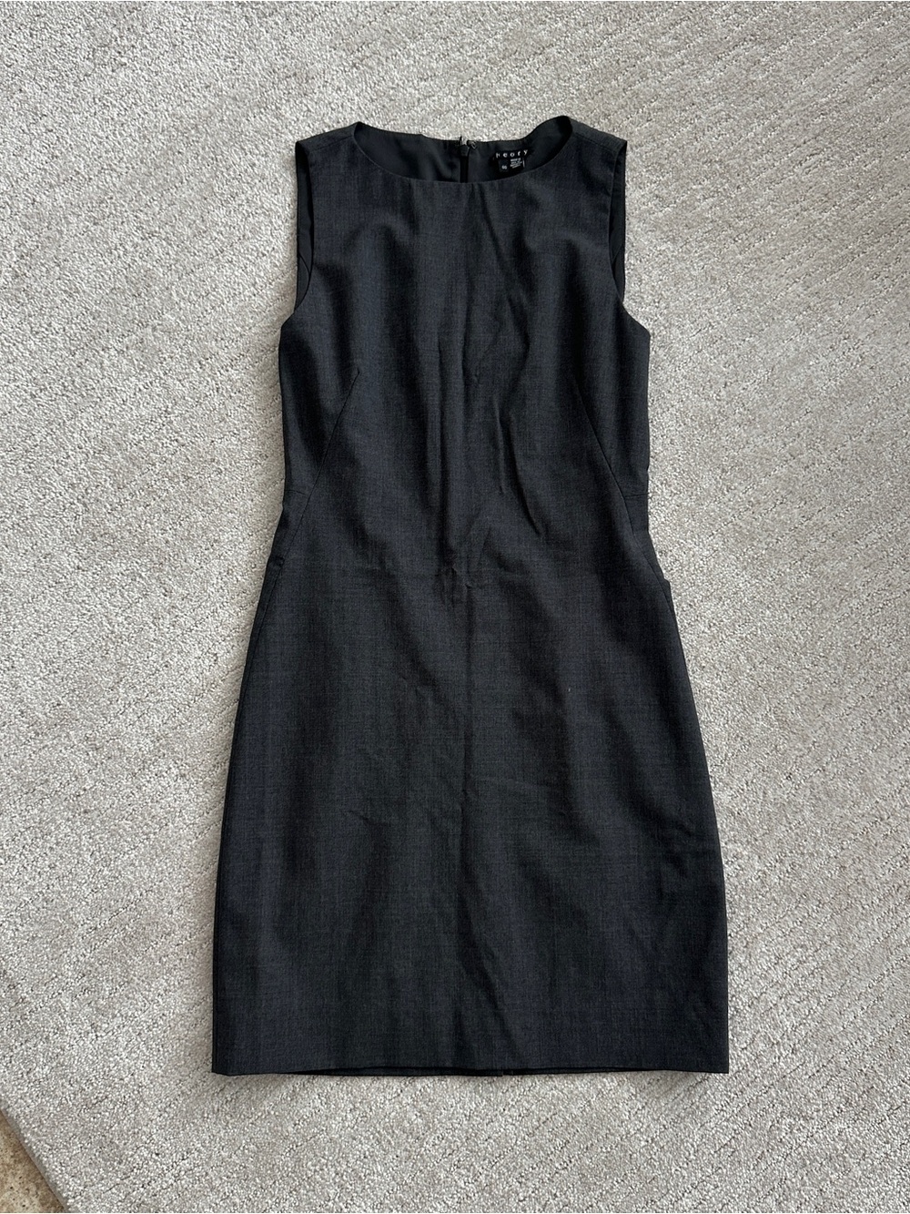 Theory Wool Boatneck Sheath Dress in Gray - Picture 1 of 5